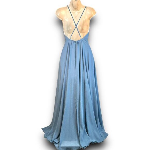 Lulus 'Mythical Kind of Love' Long Blue Maxi Dress Sleeveless Open Back Small - Picture 6 of 9